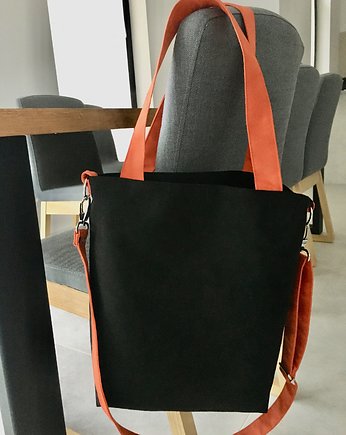 Torba na ramię L - czarny, pomarańcz, PRACOWNIA 166