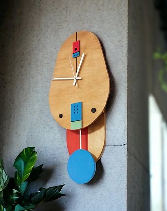 Nowoczesny Drewniany Zegar ścienny z wahadłem, Clock Wood Studio