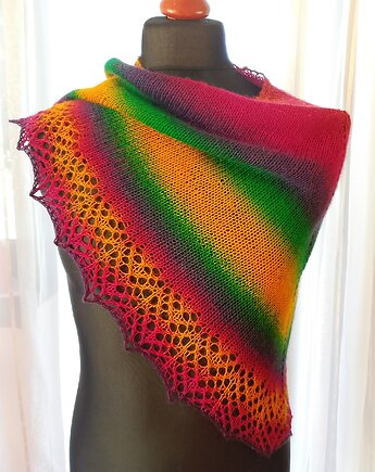 Tęczowa chusta na drutach, ArteDania