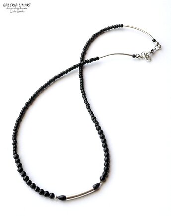 Boho naszyjnik z czarnych koralików unisex Urok prostoty  Prezent, Galeria Limart