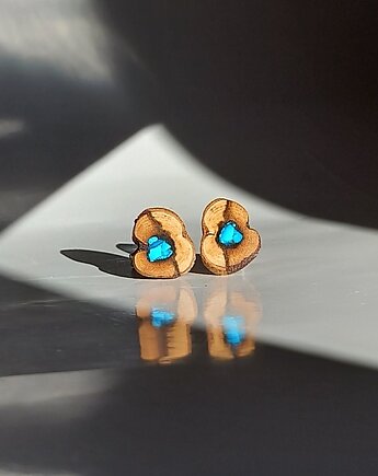 Drewniane kolczyki z jaspisem, mazuni