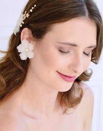 Kolczyki pozłacane kwiaty z jedwabiu, Anelis Atelier