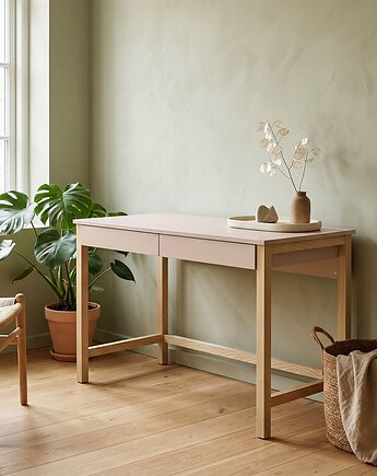 Biurko B-MODEL-5 z dwiema szufladami, 120x60, kaszmirowe, szarobeżowe, VERYSIMPL