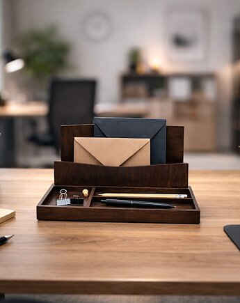 Organizer na biurko, klasyczna elegancja, wenge, Silva Drewniane Dekoracje