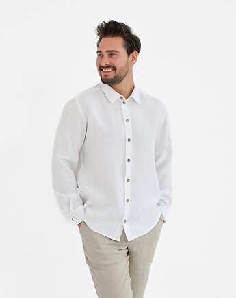 Lniana koszula SAHARA  pure white, OSOBY - Prezent dla Chłopaka