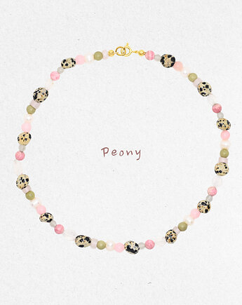 PEONY Naszyjnik RHEI Kamienie Naturalne Chocker Różowy Zielony Srebro, RHEI