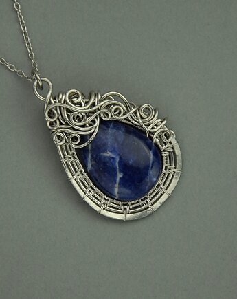 Wisiorek niebieski sodalit wire wrapping, Agata Rozanska