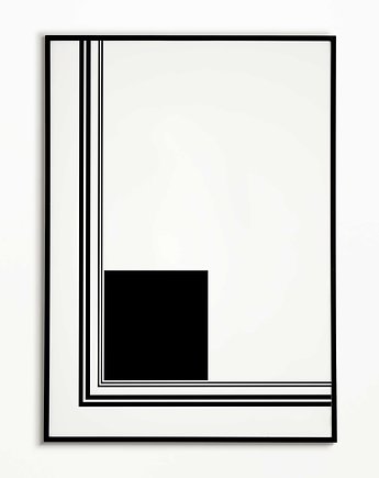 Obraz nowoczesny "Black square"50x70 czarno biały oprawiony, Arte perfecto