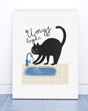 Plakat 30x40  łazienka myj ręce, polkastudio