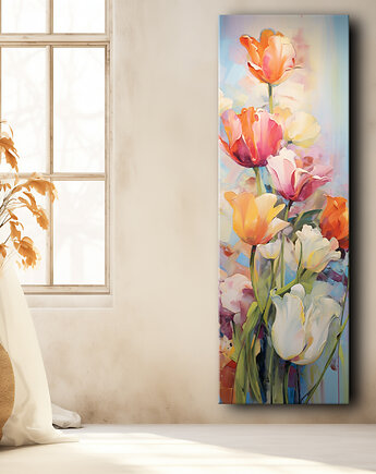 Tulipany - Plakat - Olej, Boho, Abstrakcja, Black Sapphire Art