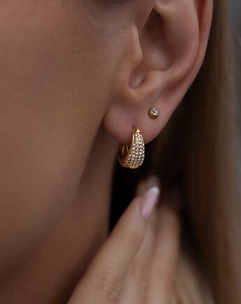 Złote kolczyki ze stali szlachetnej premium z cyrkoniami Paraiso Maravilla, Paraiso