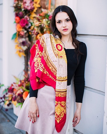 Czerwona apaszka vintage w barokowym stylu, Vintage Store