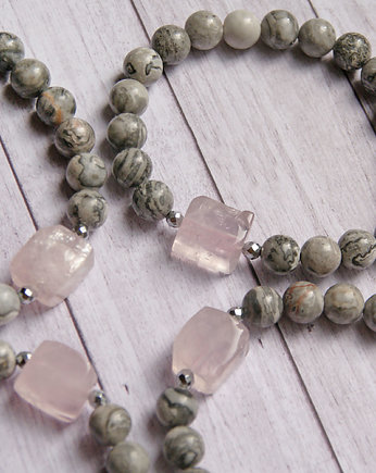 Amulet MIŁOŚĆ, SPOKÓJ - kwarc różowy, jaspis, kaktusia