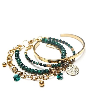 Zestaw bransoletek Malachity - Szlachetna kolekcja, KiKa pracownia