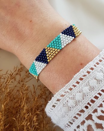 bransoletka trójkąty turkusowe, LEI handmade 
