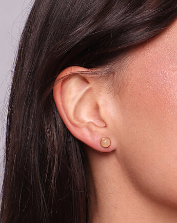 Kolczyki pozłacane sztyfty - kwarc różowy, Bring Biżuteria