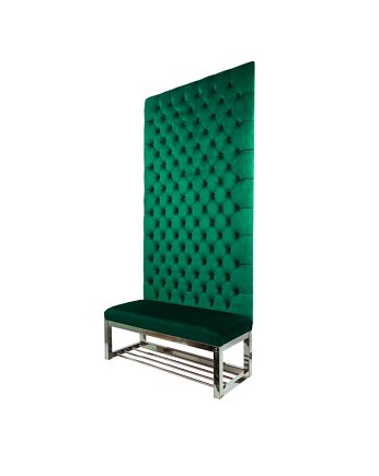 Ławka Metalowa z Panelem Ściennym Pikowanym Siedzisko Gładkie  LPPK-65, EMRA WOOD DESIGN
