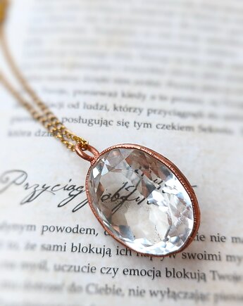 Kryształowy wisiorek IV kryształ górski miedź, Treemasters Copper Jewelry