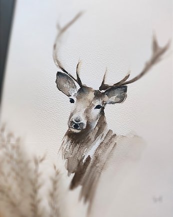 Akwarela jeleń, Wiktoria Borys Art