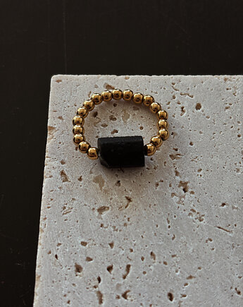 Pierścionek elastyczny Hematyt  Turmalin, Chmolowska Jewellery
