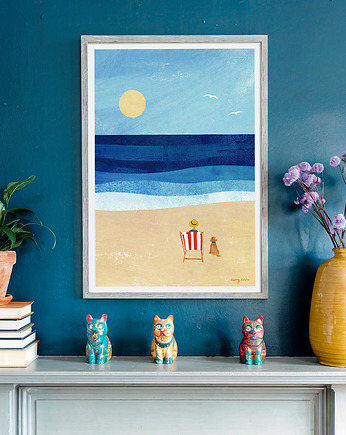 Plakat Nad morzem z psem, minimalmill