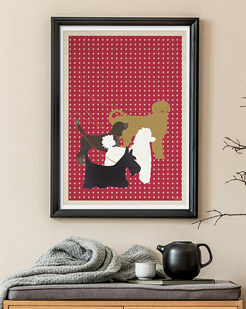 Psy na spacerze - plakat 50x70 cm fine art, minimalmill