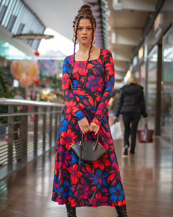 Sukienka z dekoltem karo - Karla Flower Power, milita nikonorov