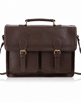 Torba męska teczka na ramię do ręki brązowa vintage elegancka MT-04-BR, Paolo Peruzzi