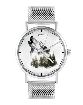 Zegarek - Wilk - bransoleta mesh, yenoo