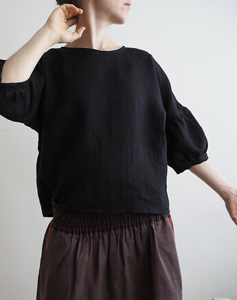 Bluzka "COSMOS" black 100% len, madebyjokpa