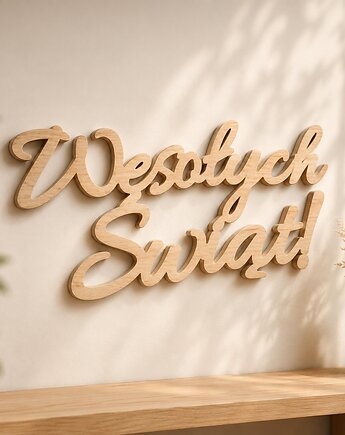 Napis z litego drewna Wesołych Świąt, Drewniane dodatki