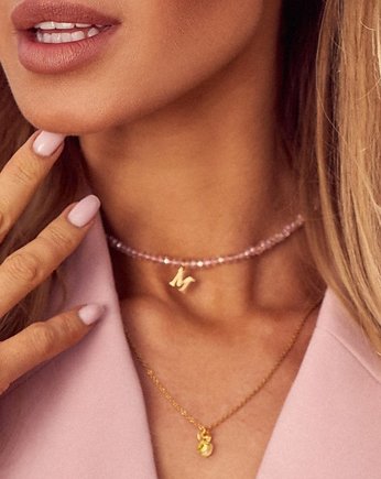 Choker z literką Pink Desert, AFRODITTE COLLECTION