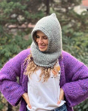 100% MERINO balaclava kapturek, PANAPUFA