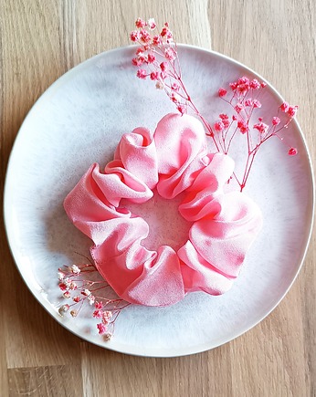Scrunchie gumka do włosów Marshmallow jedwabna na prezent pudrowy róż S,M,L, Milavia Studio