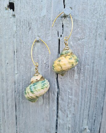 Kolczyki srebro złocone TURQUOISE SEASHELLS, ISSI Jewelry