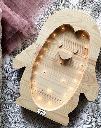 Lampka Drewniana Eko Pingwinek Padi, NINKI WOOD