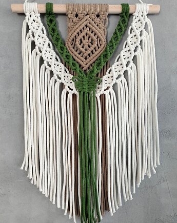 Makrama na Ścianę Symfonia Lasu Zielona Naturalna Dekoracja 60 cm, Pracownia Wardin
