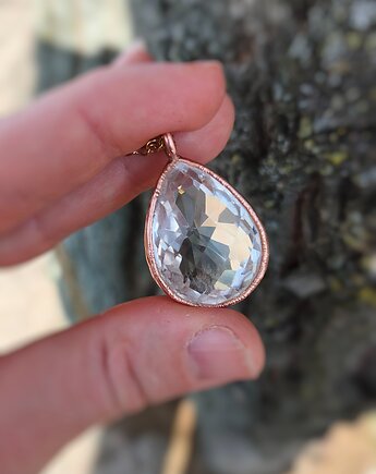 Kryształowy wisiorek kryształ górski miedź, Treemasters Copper Jewelry