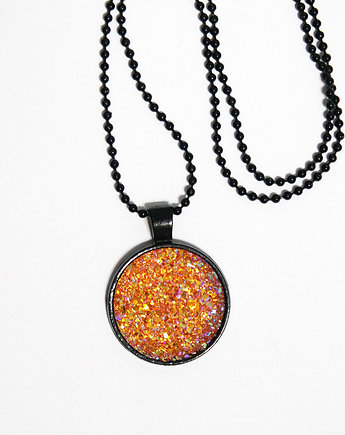 Medalion - Mandarynka - druzy, czarna oprawa, yenoo