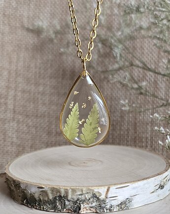 Wieczny kwiat paproć z paprocią z żywicy wisiorek, zkwiatem