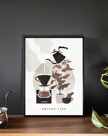Plakat ilustrowany Coffee Time 30x40, Leaf & Paper