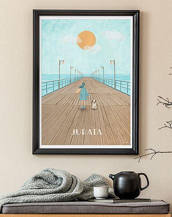 Jurata - Morze Bałtyckie i molo - plakat fine art, minimalmill
