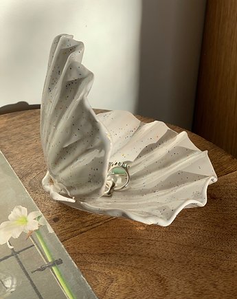 Ceramiczna Muszla Muszelka Skarbiec na Biżuterię w Kolorowe Ciapki, OKAZJE - Prezent na Walentynki
