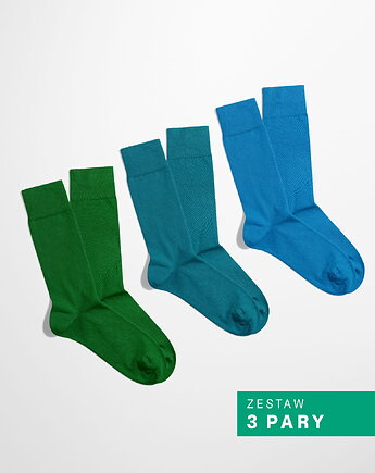 Skarpetki Essential - Zielony, Turkusowy, Niebieski - Zestaw 3 pary (unisex), OSOBY - Prezent dla męża