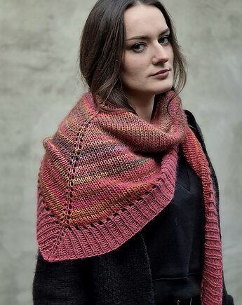 Mandarynki / chusta z jedwabiem, agat handmade