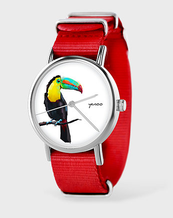 Zegarek - Tukan - czerwony, nylonowy, OSOBY - Prezent dla niego