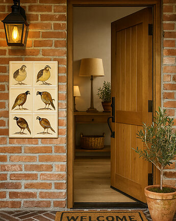 Ręcznie malowany kafel ceramiczny z bażantem, płytka ceramiczna, Ceramika Nastawka