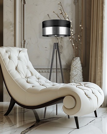 Piękna lampa podłogowa do salonu na trójnogu drewnianym HAITI GLAM, LYSNE