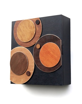 Szafka na klucze -  Czarny geometryczny drewniany organizer na klucze, Clock Wood Studio