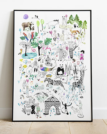 plakat dla dziecka, rysunek, Zoo, 50x70, ha! ha! For Kids